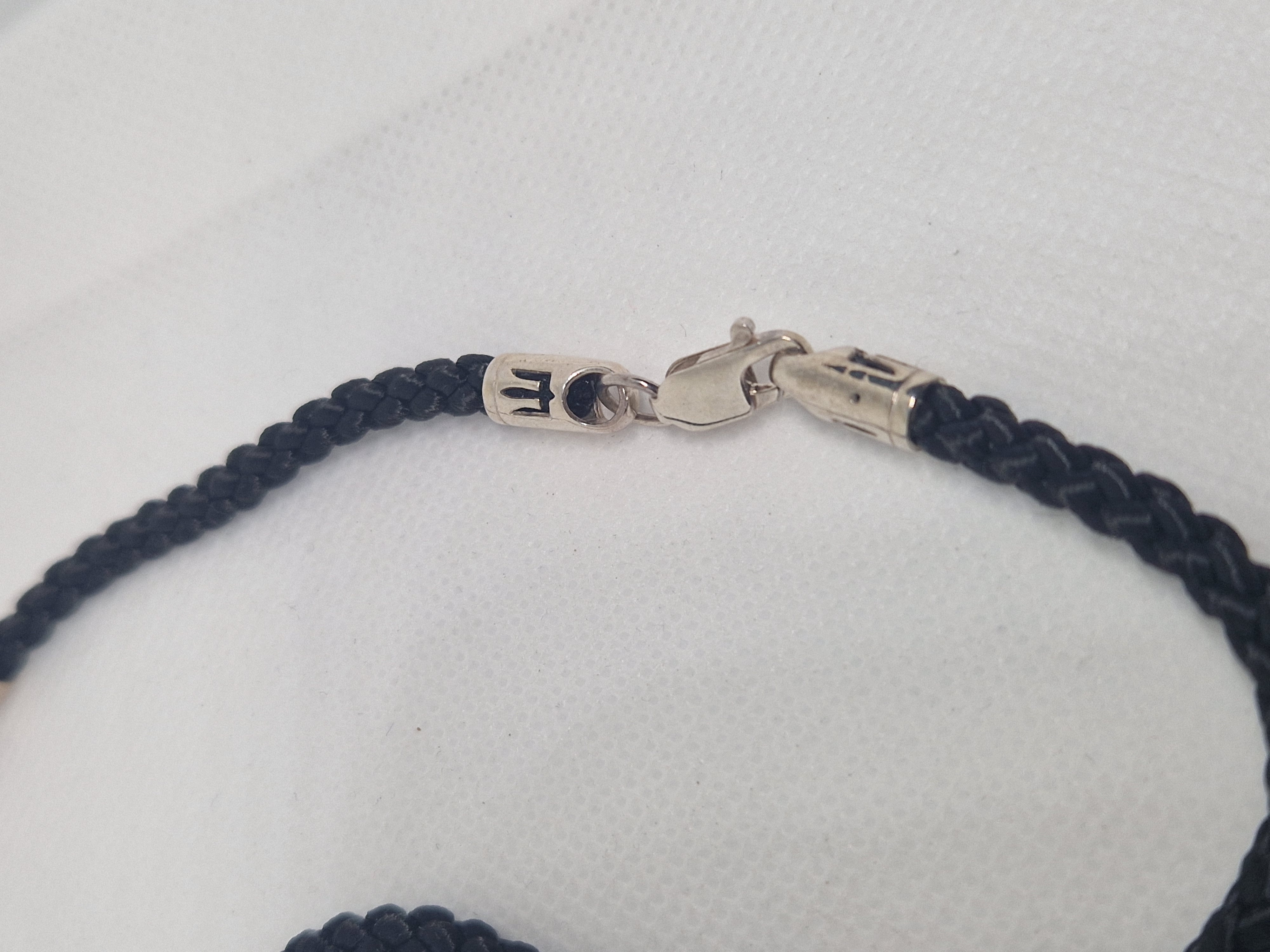 Braided Black Cord Necklace with silver insert