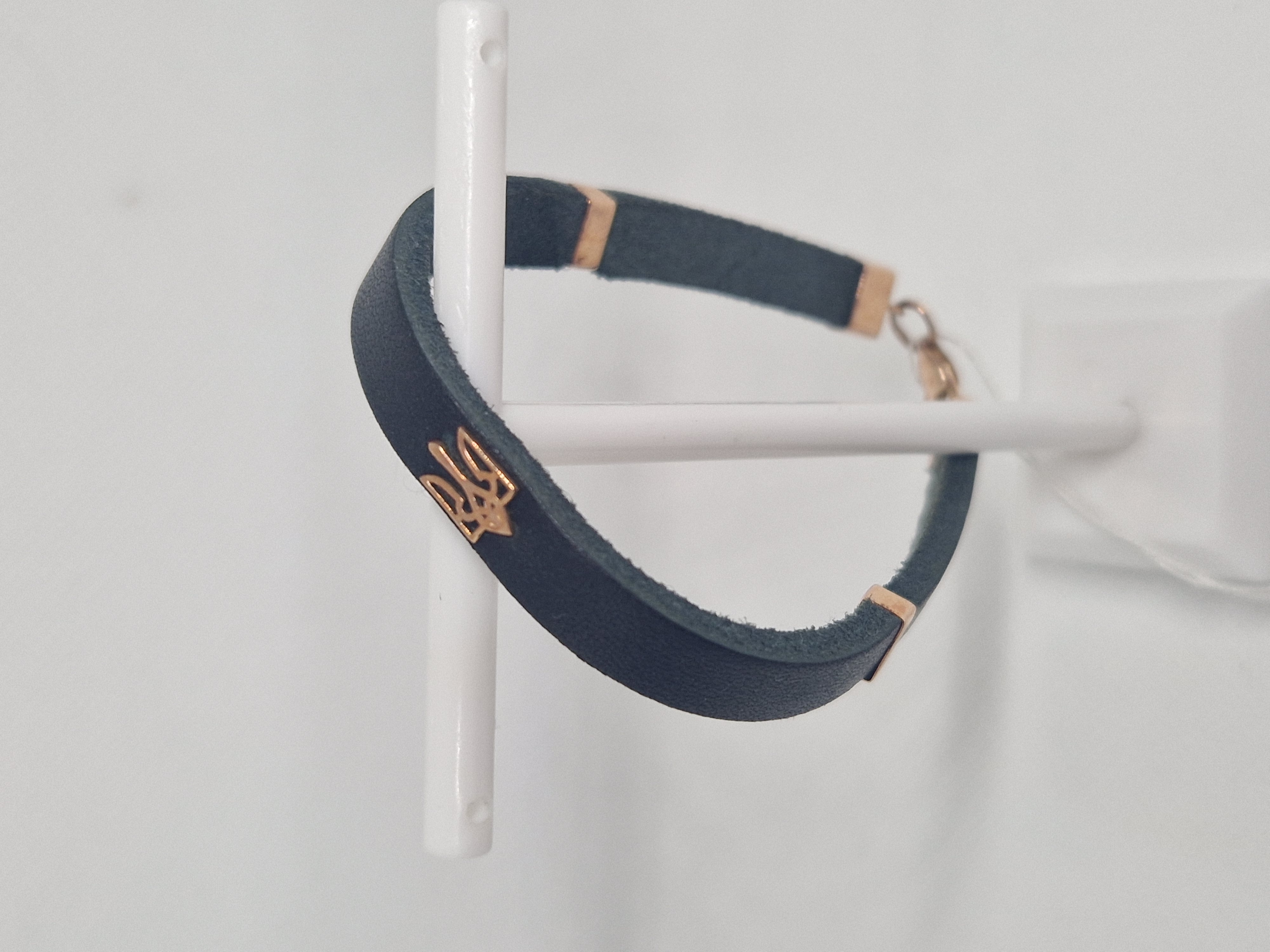 Leather Bracelet with Gold Ukrainian Trident