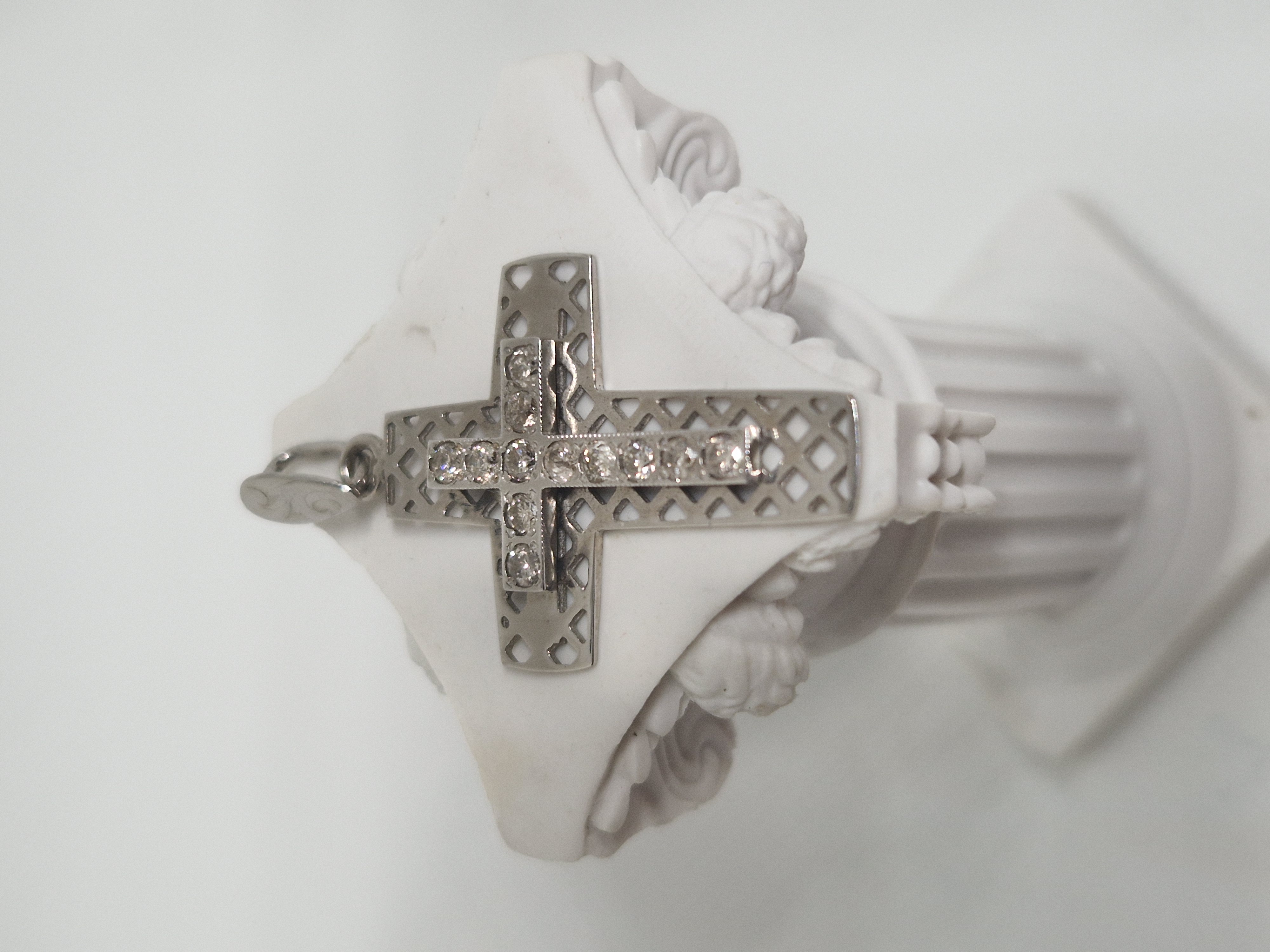 White gold Cross  with diamonds