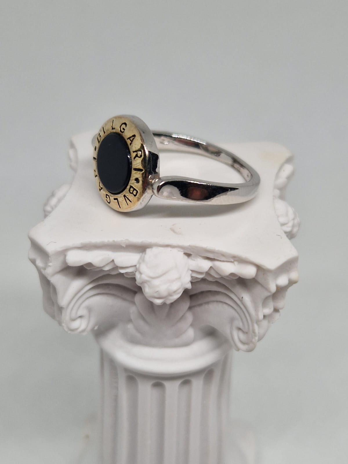 Bvlgari Silver Ring with a Onyx inlay