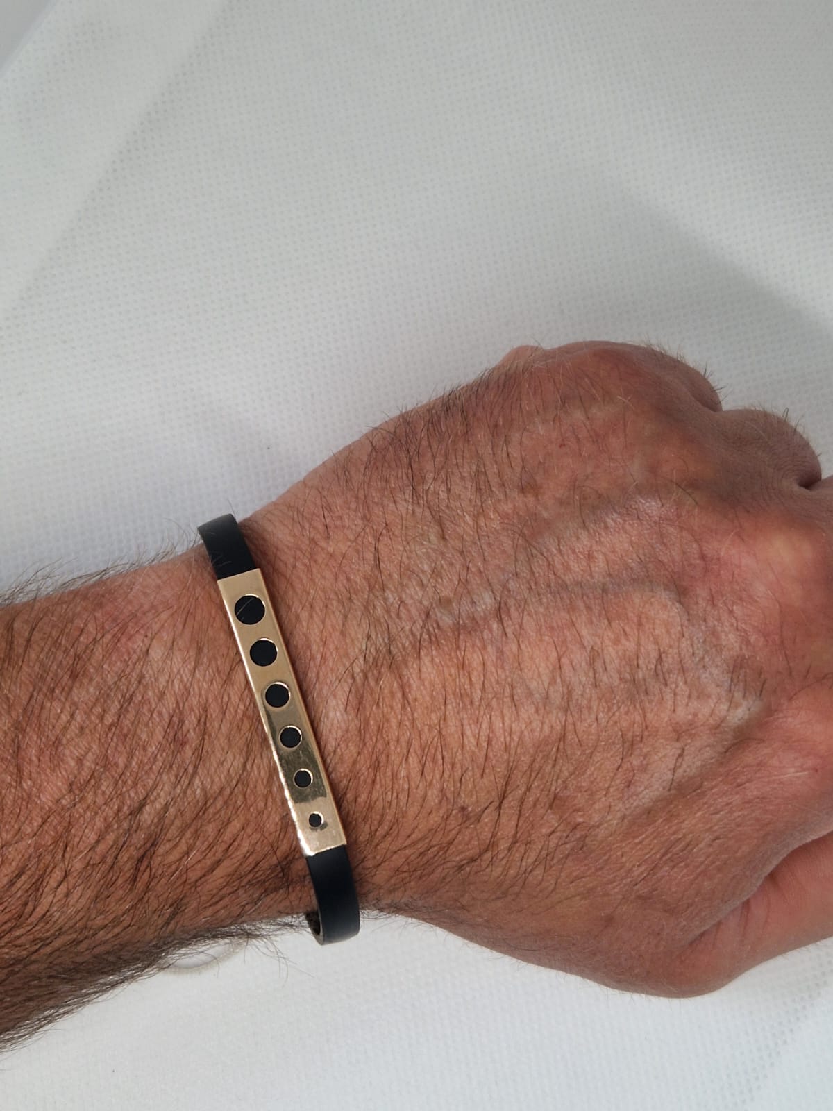 Gold Bracelet with Black rubber