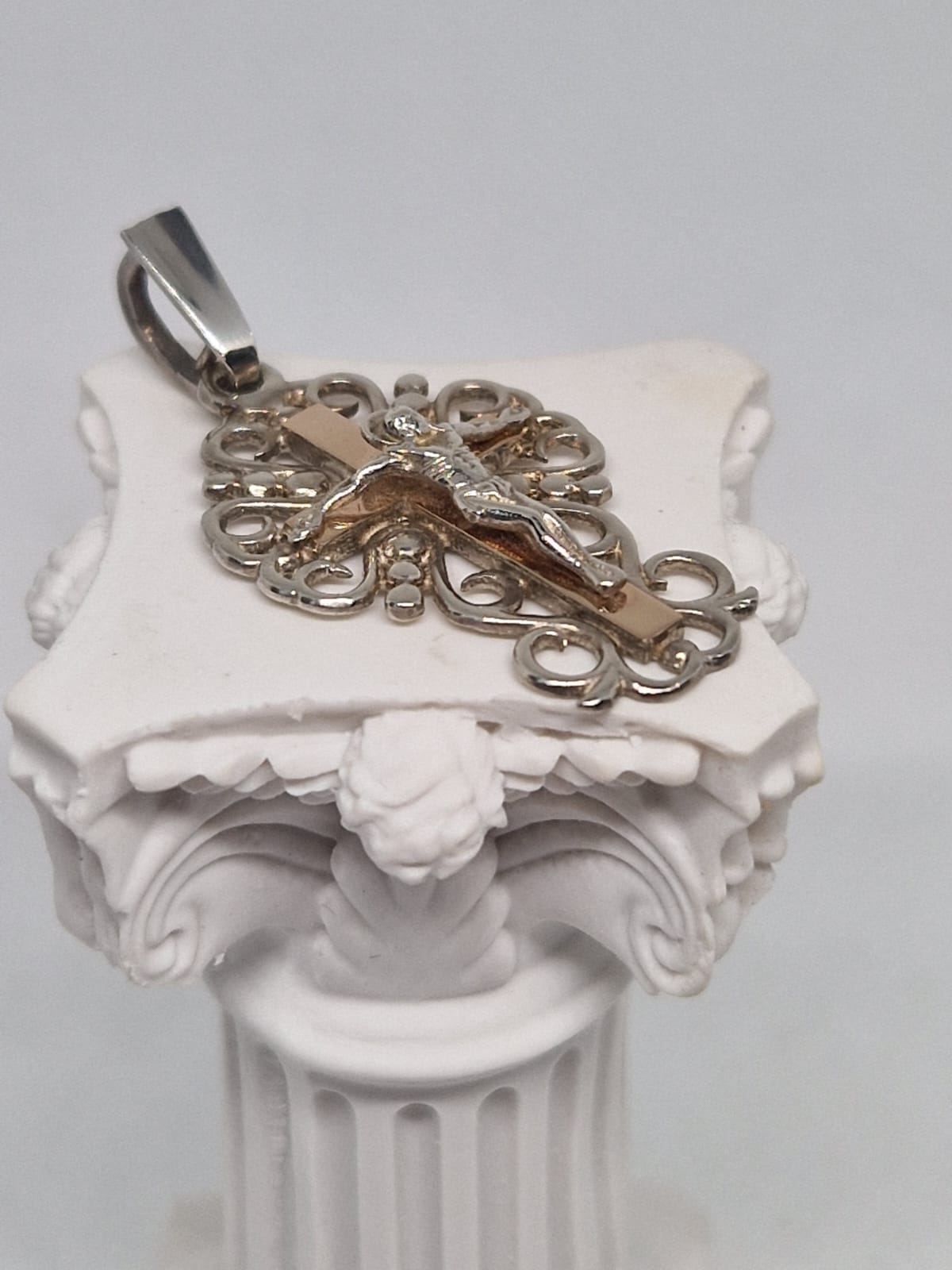 Silver Cross with a Beautiful Curl Ornament