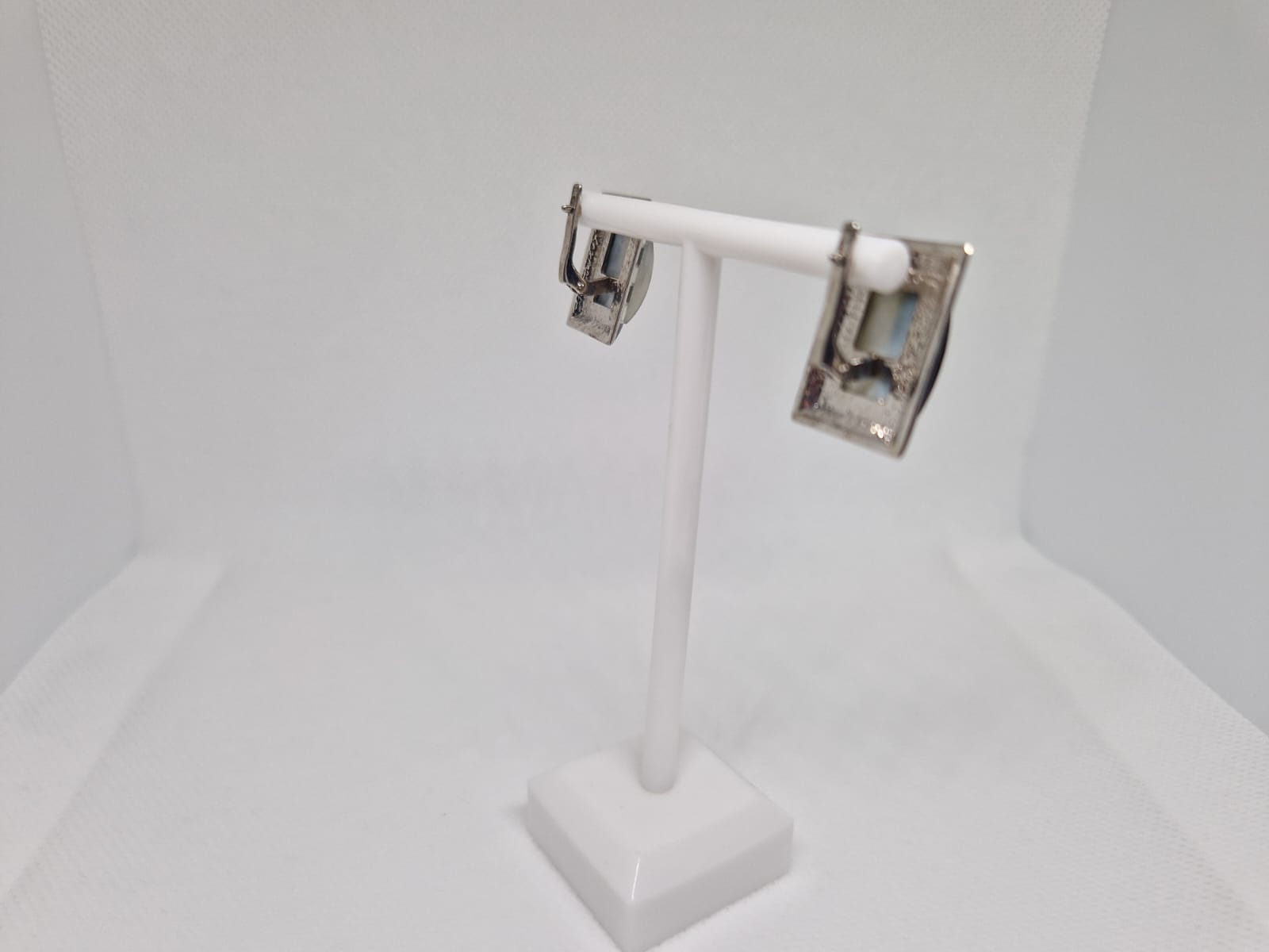 Sterling Silver Earrings with a Agate Inlay