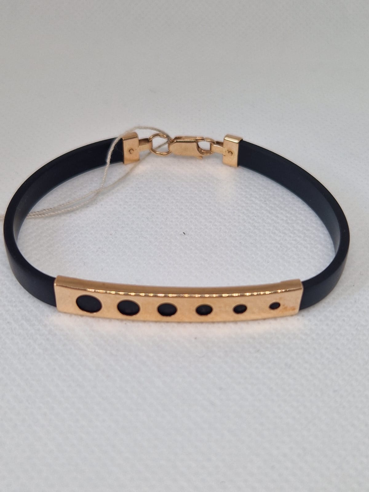 Gold Bracelet with Black rubber