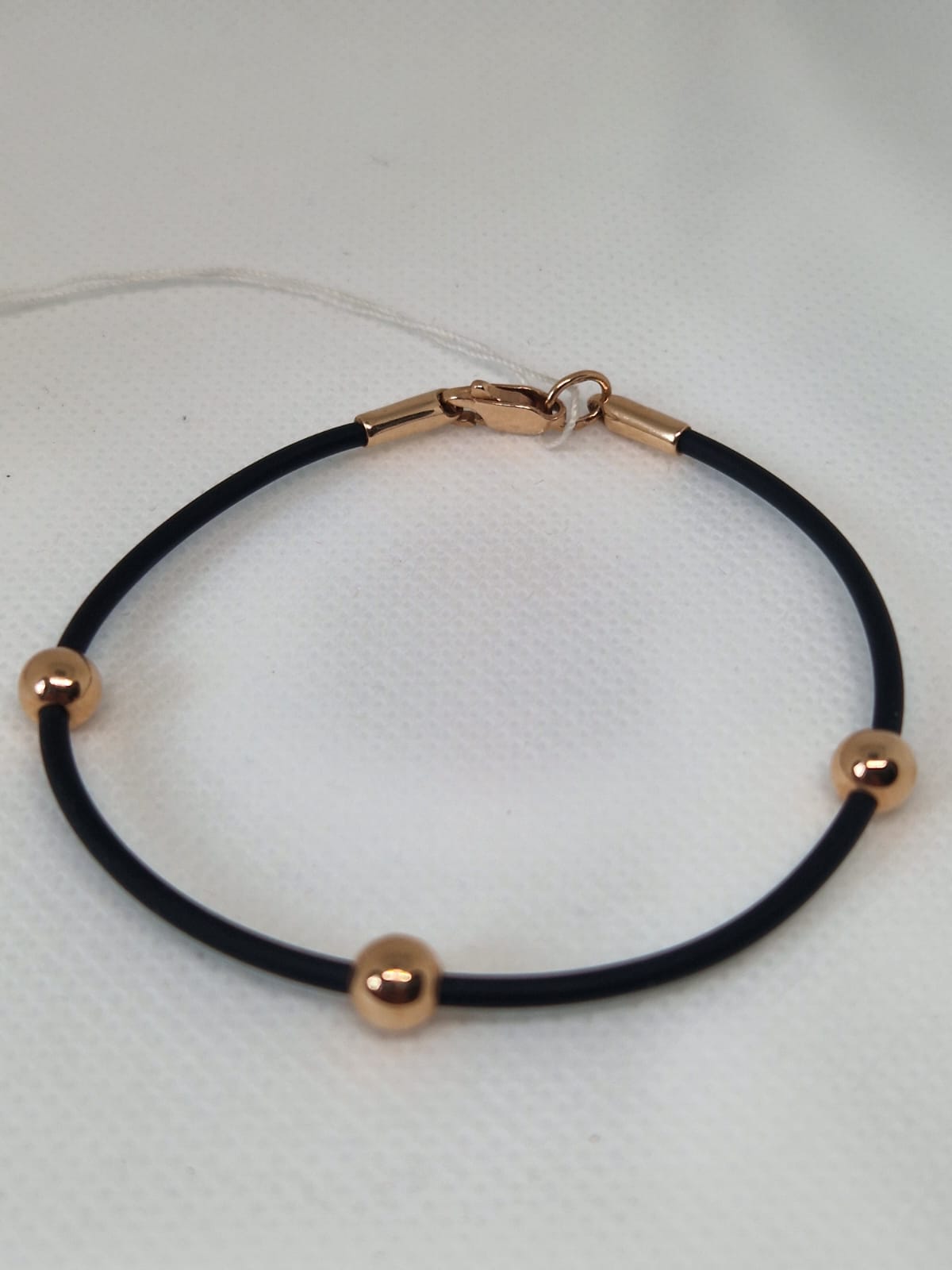 Gold  Bracelet with black rubber