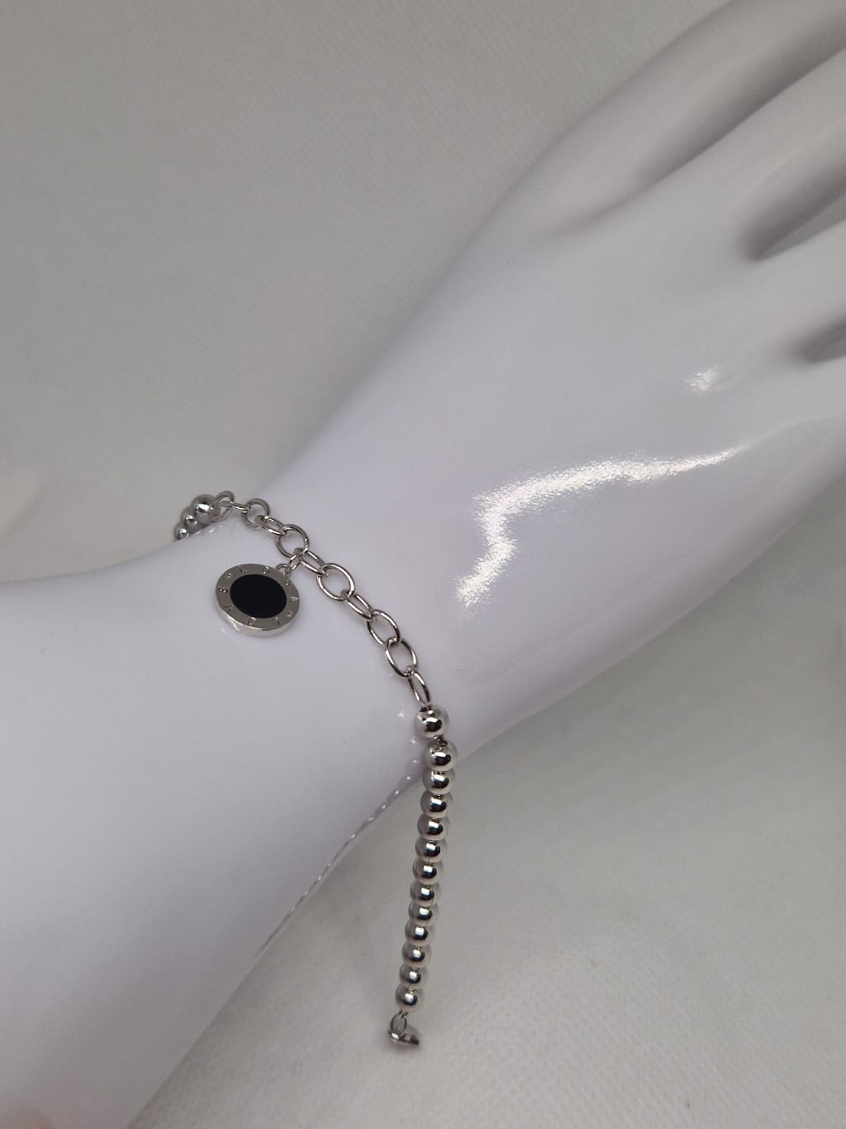 Silver Beaded x Chain Bracelet