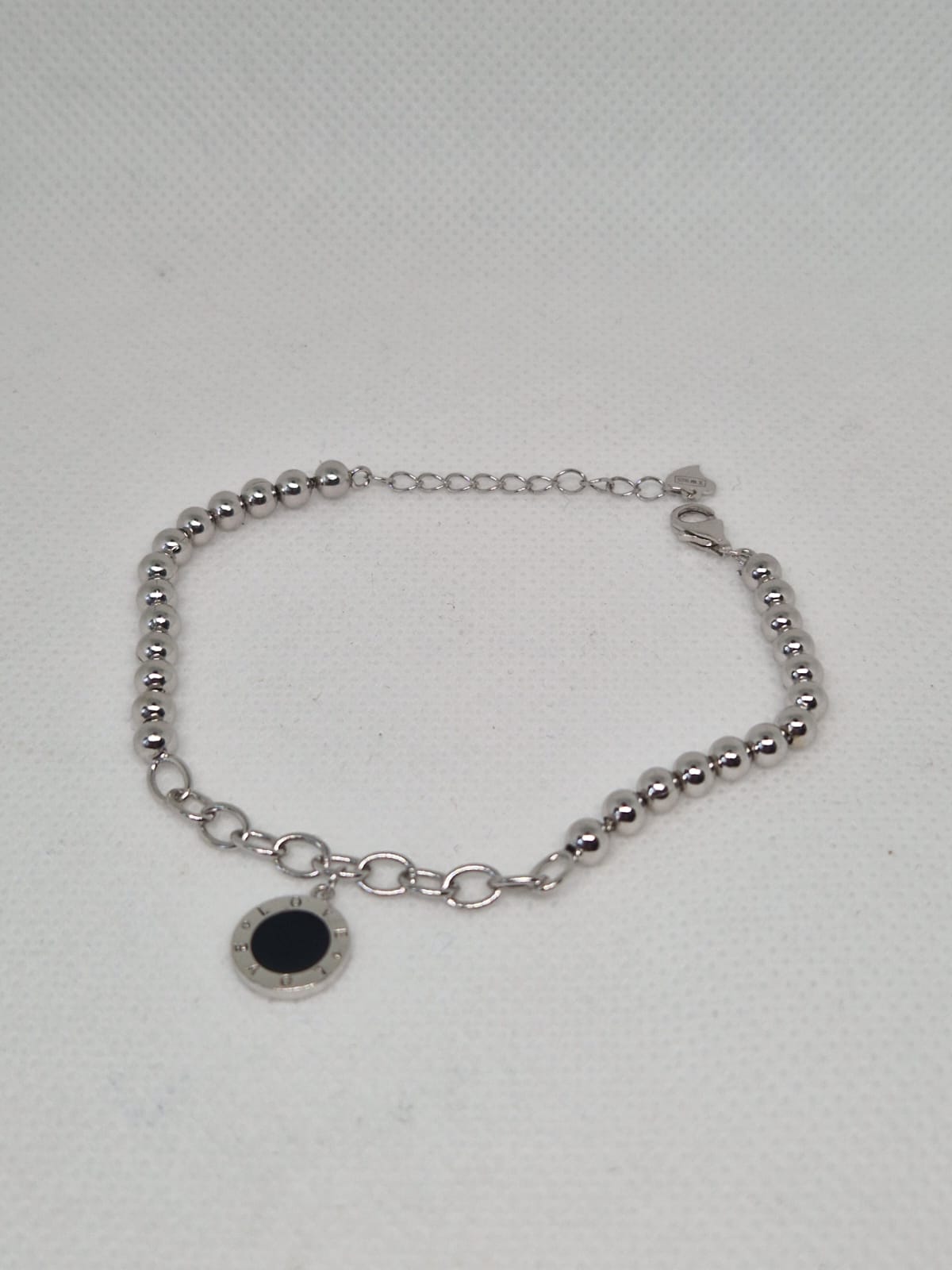 Silver Beaded x Chain Bracelet