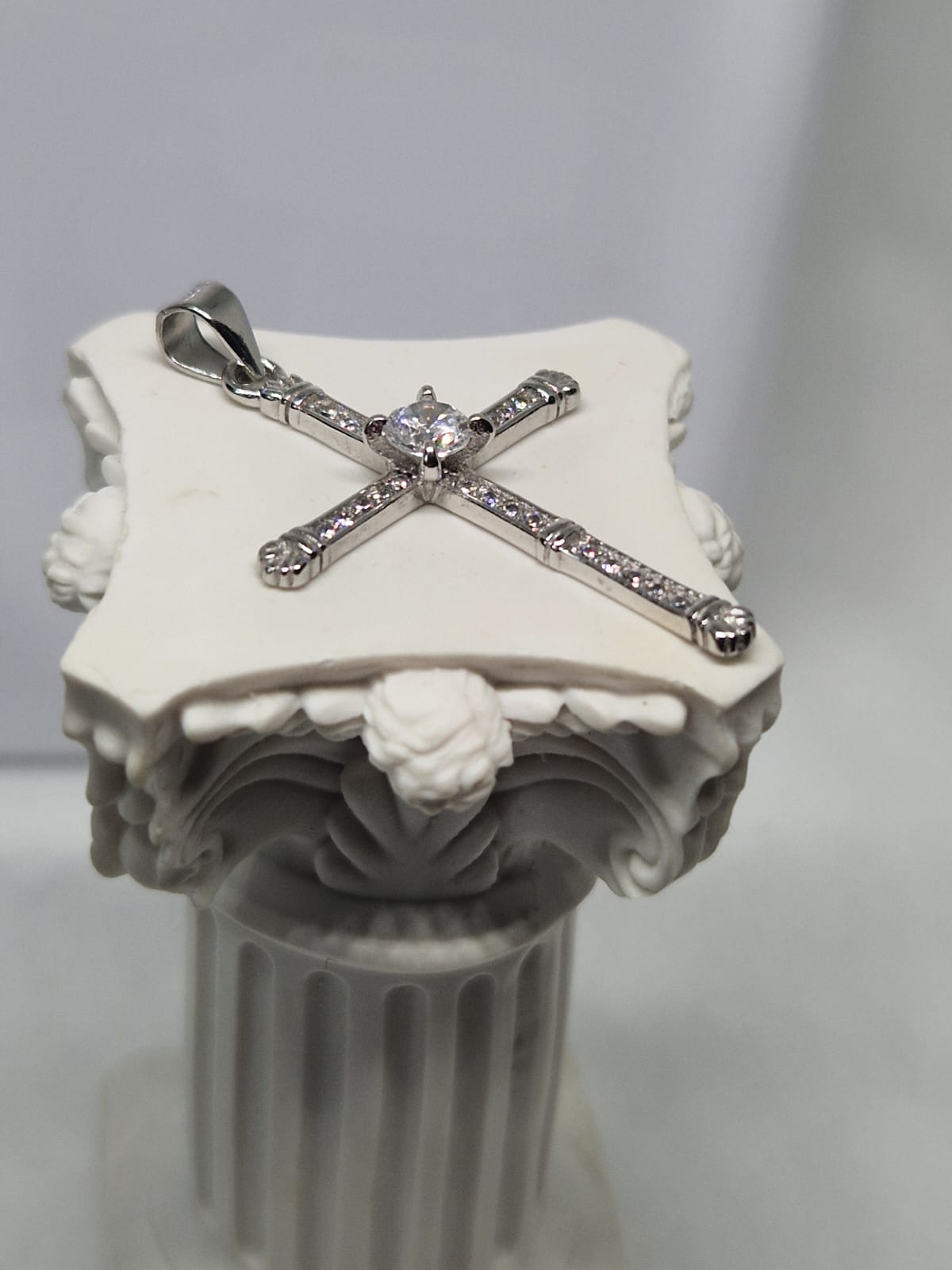 Silver Cross Pendant with a Cubic Zirconia inlay 2