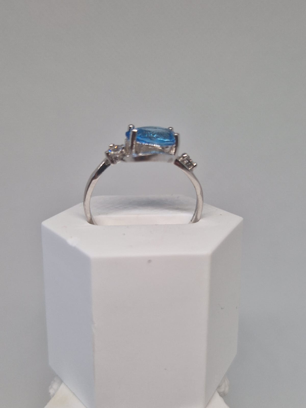 Silver Ring with a Topaz and Cubic Zirconia inlay