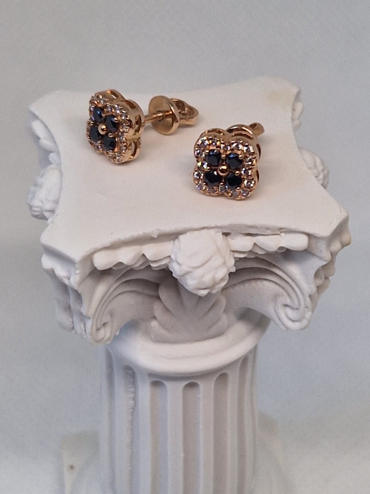 Gold and Sapphire Stud Earrings
