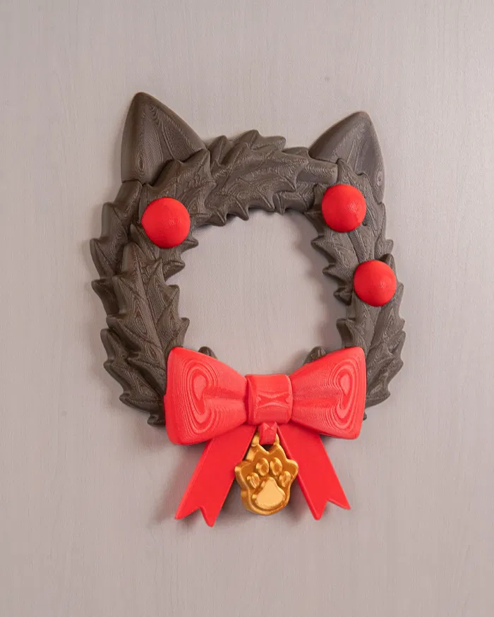 Cat Christmas Wreath – 3D Crochet Style