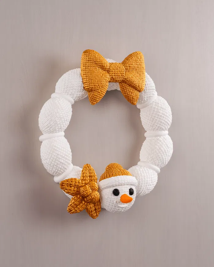 Snowman Christmas Wreath – 3D Crochet Style