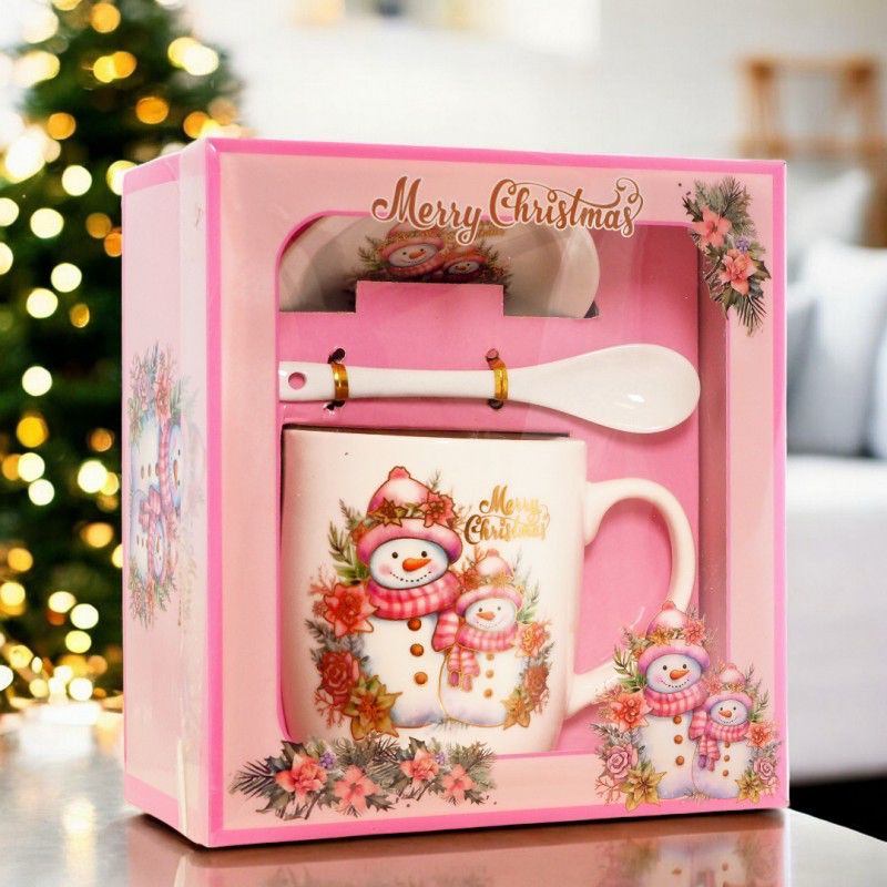 Taza navideña de muñeco de nieve