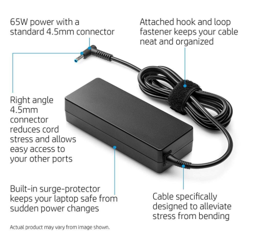 LHP 65W AC Laptops Charger Adapter 4.5mm for HP Pavilion Black 