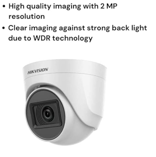 HIKVISION 2Mp Indoor Wired Color Camera for Dvr Ds-2Ce5Ad0T-Itp Eco Bnc/Dc, White - 1080P