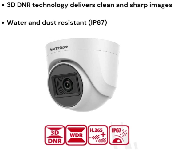 HIKVISION 2Mp Indoor Wired Color Camera for Dvr Ds-2Ce5Ad0T-Itp Eco Bnc/Dc, White - 1080P