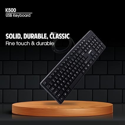 Zebion K500 USB Keyboard, Rugged Heavy-Duty Body, Tested with Over 5 Million Keystrokes,Clicky-Touch Feel, Ergonomic Design Comes with 102 Keys Including Rupee Key (Black)