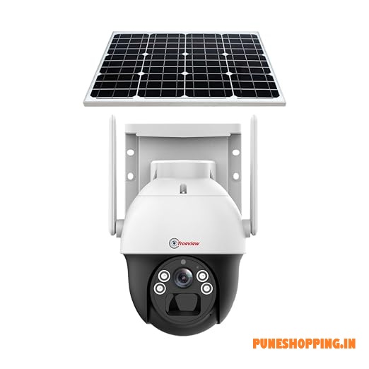 Trueview 4G Sim 4Mp Solar Powered CCTV Security Camera with Solar Panel | Surveillance for Agriculture | Remote Area | Construction Site | Garden (4MP Solar Mini PTZ)