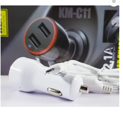 KDM 12 W Turbo Car Charger  (White, With USB Cabl