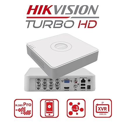 Hik-Connect Mobile App./HIKVISION 8 Channel DVR 1080P Lite H.265Pro+ 2MP DVR DS-7108HGHI-K1 (Without Hard Drive), White