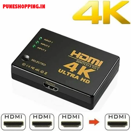 EZONEDEAL 4K Ultra HD 3D 3 Port HDMI Splitter Switch 3 In 1 Out Hub Box HDTV Video 