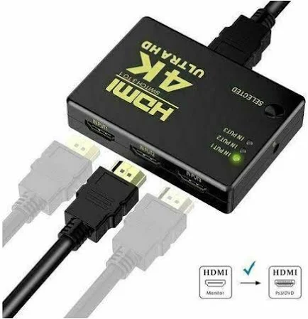EZONEDEAL 4K Ultra HD 3D 3 Port HDMI Splitter Switch 3 In 1 Out Hub Box HDTV Video 