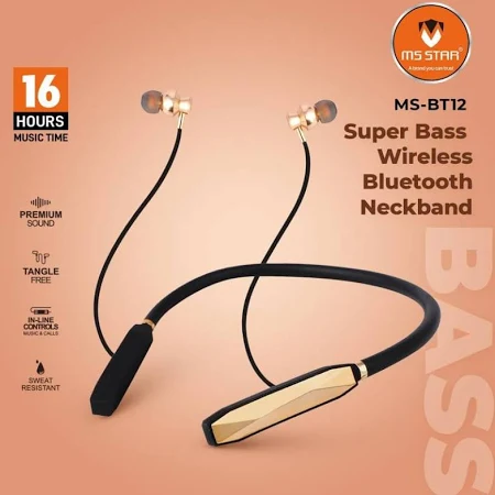 MSSTAR MSBT-012 In-Ear High Bass Super Bass Wireless Bluetooth Bluetooth (Black, True)