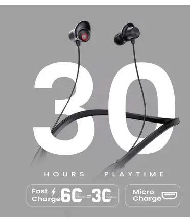 Varni Z+ Bluetooth Wireless In Ear Earphone With 30Hrs Playtime, Voice Assistant & Mic Bluetooth  (Black, In the Ear)