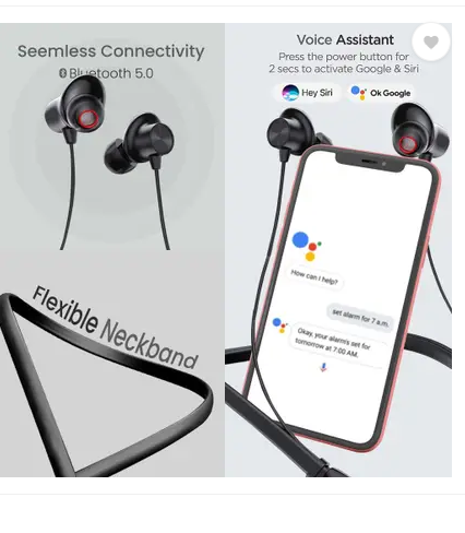 Varni Z+ Bluetooth Wireless In Ear Earphone With 30Hrs Playtime, Voice Assistant & Mic Bluetooth  (Black, In the Ear)