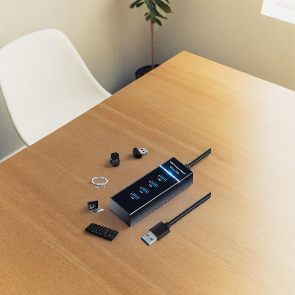 200HB USB 3.0 4 Port hub with Hi Speed Data Transfer, 30 cm Cable, Sleek Design and Plug Play Usage