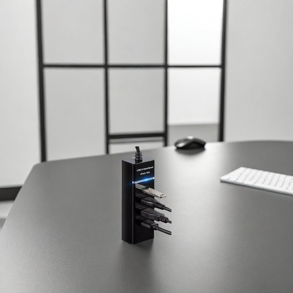 200HB USB 3.0 4 Port hub with Hi Speed Data Transfer, 30 cm Cable, Sleek Design and Plug Play Usage