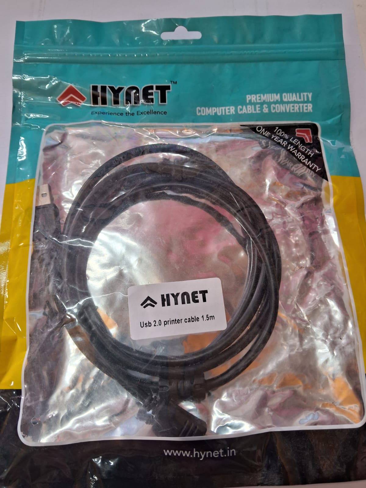  HYNET Printer Cable 1.5 mtr USB 1 pcs (Heavy quality) 