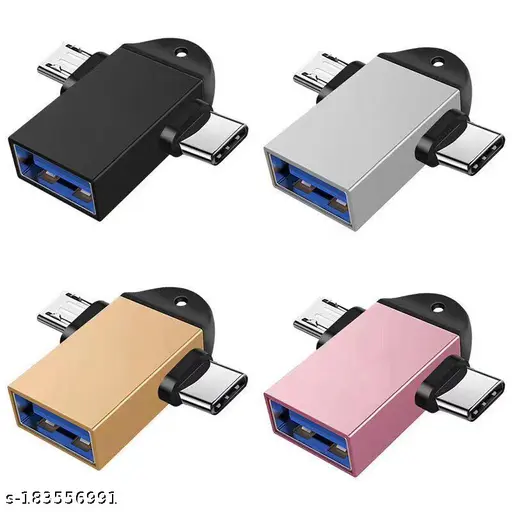 MG MASTER 2 in 1 Type C and Micro OTG Male to USB A 3.0 Female High Speed Data Transfer for Laptop Mobiles Tablet Smartphone Compatible C Type and Micro OTG Adapter Connector Devices MULTICOLOUR ( PACK OF any 1 ) pink, black, silver