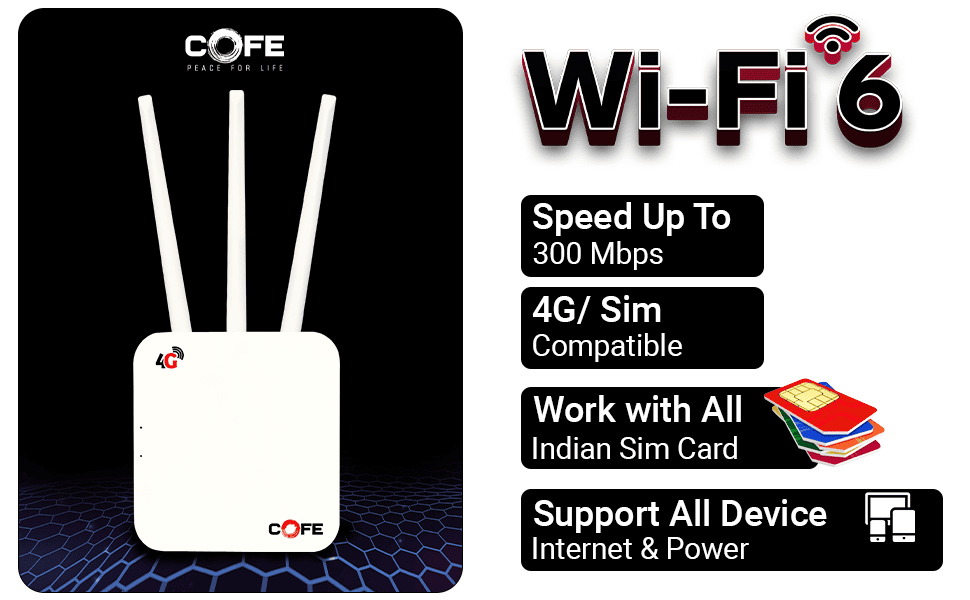 4G SIM-Based Router/CF-4G 903 Wi-Fi-6 VPN Sim Router with 300Mbps Speed 4G/5G Sim Compatible WiFi Router, No Configuration Required, with Micro Sim Card Slot and LAN Connect