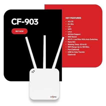 4G SIM-Based Router/CF-4G 903 Wi-Fi-6 VPN Sim Router with 300Mbps Speed 4G/5G Sim Compatible WiFi Router, No Configuration Required, with Micro Sim Card Slot and LAN Connect