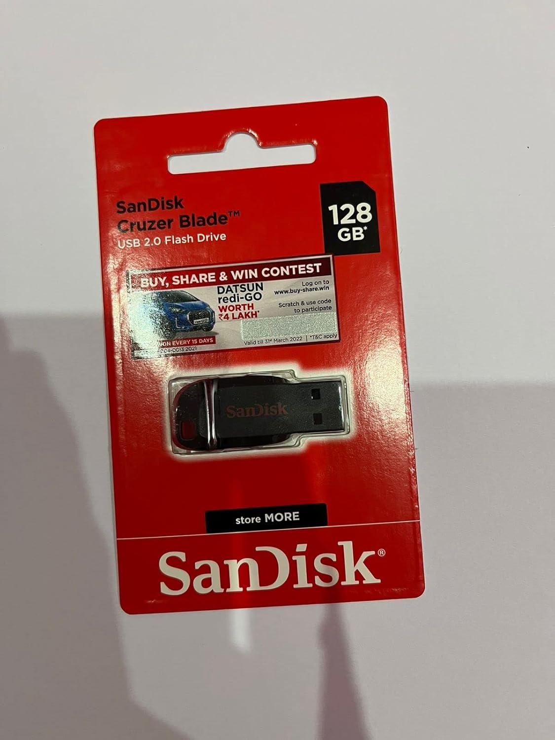 SanDisk USB Flash Drive /SanDisk Cruzer Blade 128GB, USB 2.0, Flash Drive, Pendrive, Red, 5Y Warranty (SDCZ50-128G-I35)