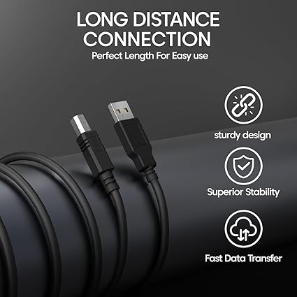 USB 2.0 Printer Cable /Hynet USB 2.0 High Speed Printer Cable (1.5 Meter) USB Scanner Cable A Male to B Male Compatible with Printer, Scanner for Canon, Brother, Dell, Epson, HP, Samsung, Lexmark,Panasonic