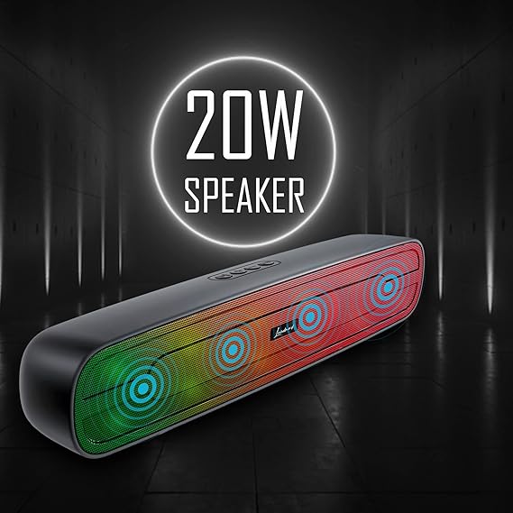 Portable Bluetooth Speaker /LANDMARK LM BT1084 20W Wireless Bluetooth Soundbar, Bluetooth 5.1, 8Hrs Battery Life, Stereo Soundbar for Phone/TV/Laptop/Tablets/Projectors, Multi Modes Aux/TF Card/USB Drive - Silver