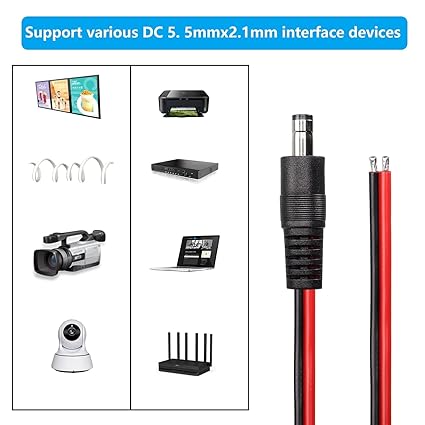 APPSTER 5pcs BNC Connector With Copper Wire 16cm & 5pcs DC Power Pigtail Male 16cm Cables With 2.1mm Connectors Barrel Jack For Cctv Camera Surveillance (5pcs Each (Total 10pcs)