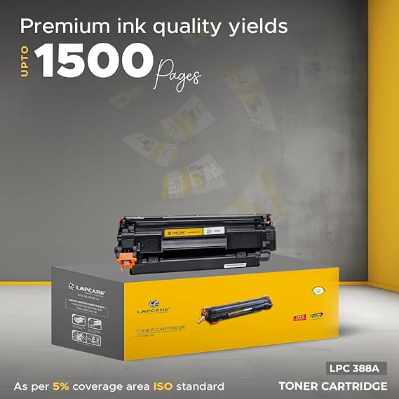 LAPCARE 88A/CC388A Laser Toner Printer Cartridge | for HP Laser Jet P1007/P1008/P1106/P1108, Pro M1136/M1213nf/M1216, Pro M202dw / MFP M128/ M226 | Up to 1500 Pages Yield