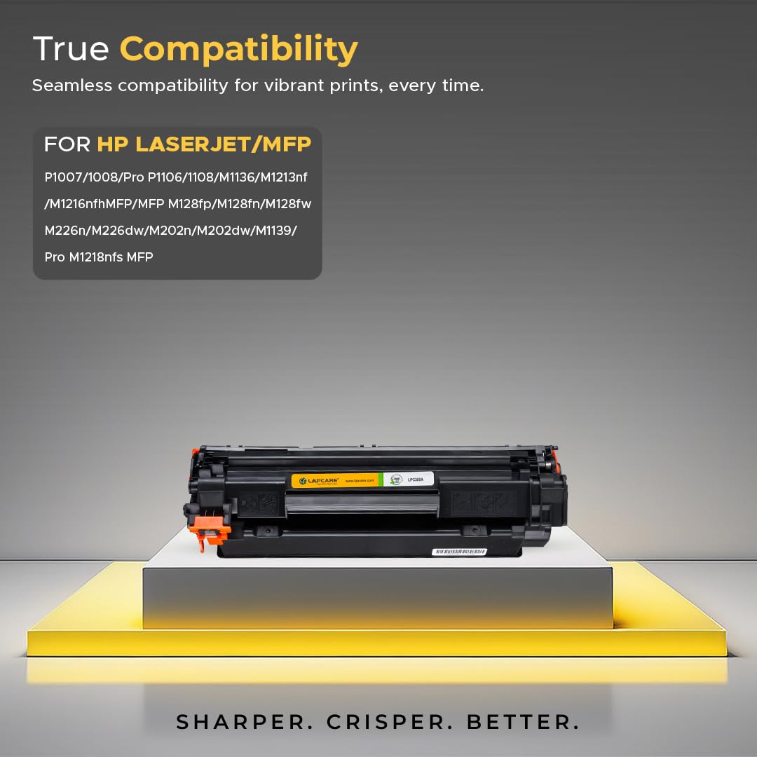 LAPCARE 88A/CC388A Laser Toner Printer Cartridge | for HP Laser Jet P1007/P1008/P1106/P1108, Pro M1136/M1213nf/M1216, Pro M202dw / MFP M128/ M226 | Up to 1500 Pages Yield