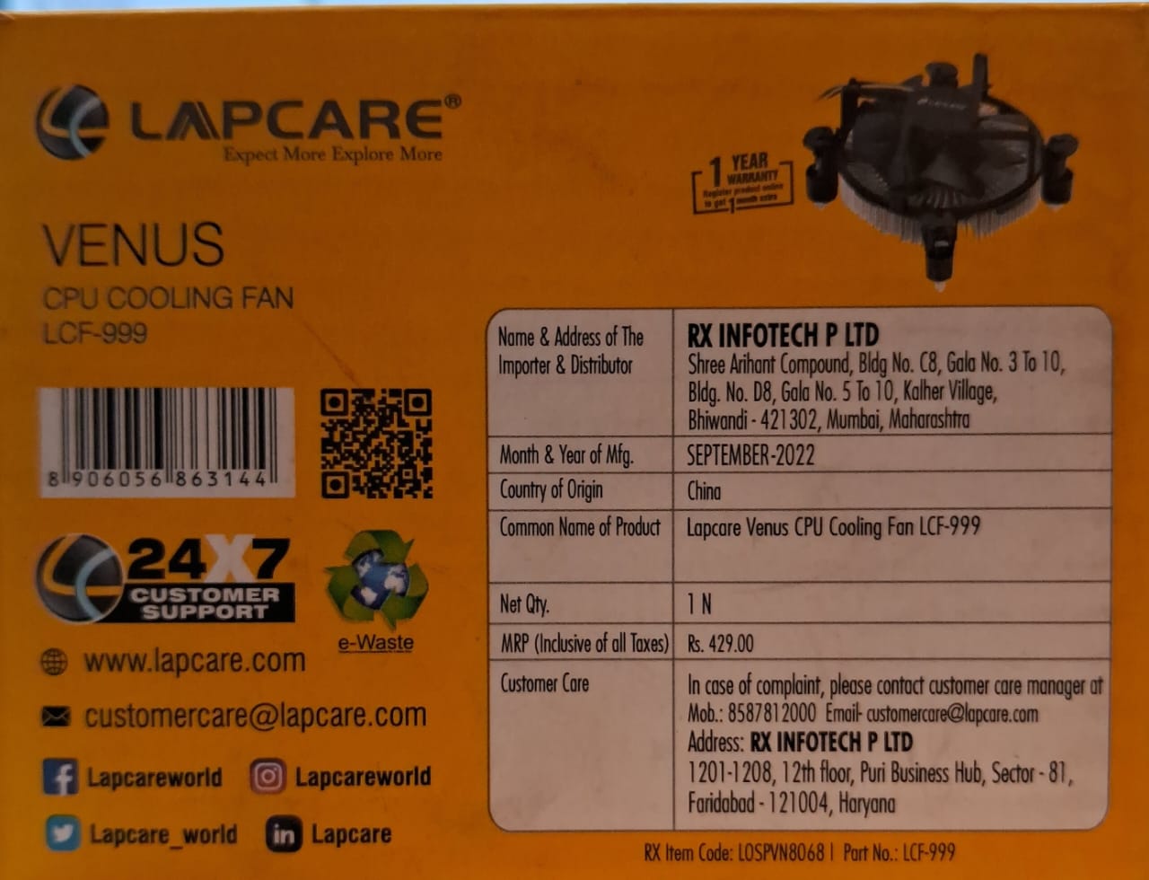 Lapcare CPU Cooler