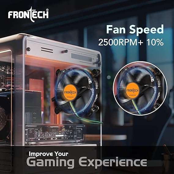 FRONTECH 775/1155 CPU Cooling Fan with Universal Socket & Heat Sink for Better Air Circulation, Super Silent, De-Vibrating, HS Sunflower Design, (CPF-0002, Black)