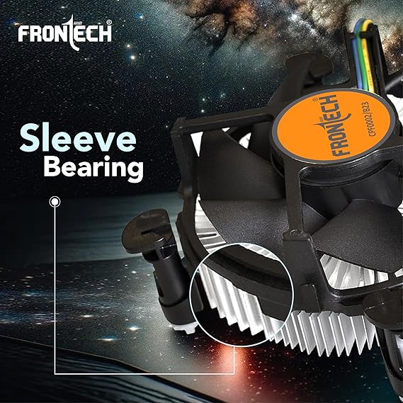 FRONTECH 775/1155 CPU Cooling Fan with Universal Socket & Heat Sink for Better Air Circulation, Super Silent, De-Vibrating, HS Sunflower Design, (CPF-0002, Black)