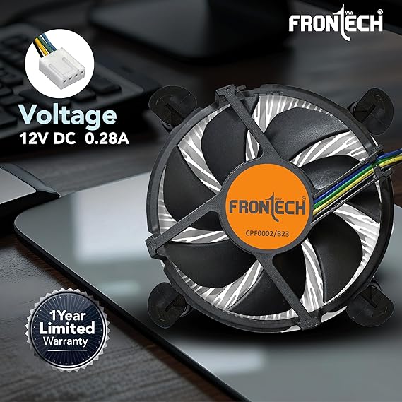 FRONTECH 775/1155 CPU Cooling Fan with Universal Socket & Heat Sink for Better Air Circulation, Super Silent, De-Vibrating, HS Sunflower Design, (CPF-0002, Black)