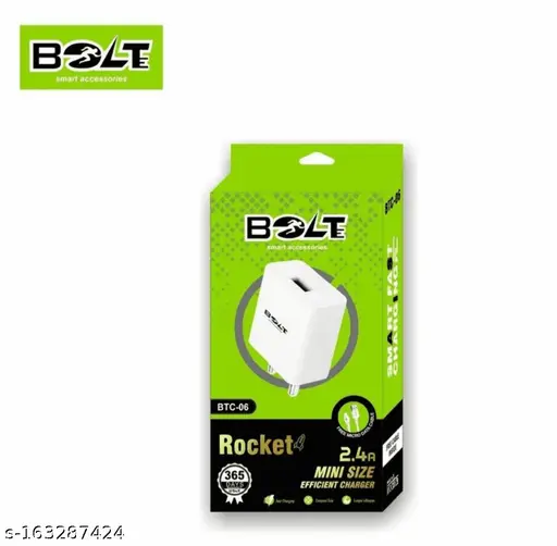 BOLTE BTC-06 2.4 A USB Charger (White,1 Year)