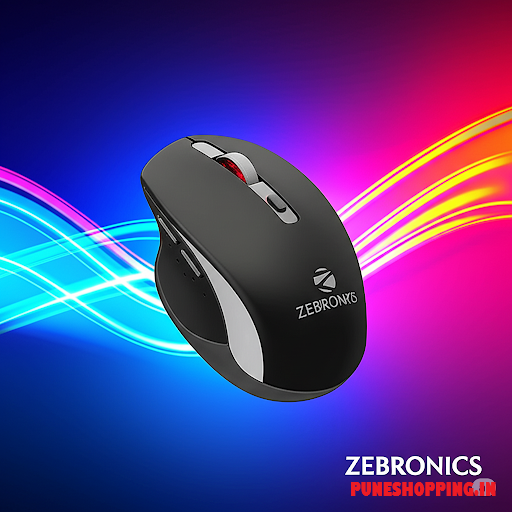 ZEBRONICS Zeb-Jaguar Wireless Mouse, 2.4GHz with USB Nano Receiver, High Precision Optical Tracking, 4 Buttons, Plug & Play, Ambidextrous, for PC/Mac/Laptop (Black+Grey)