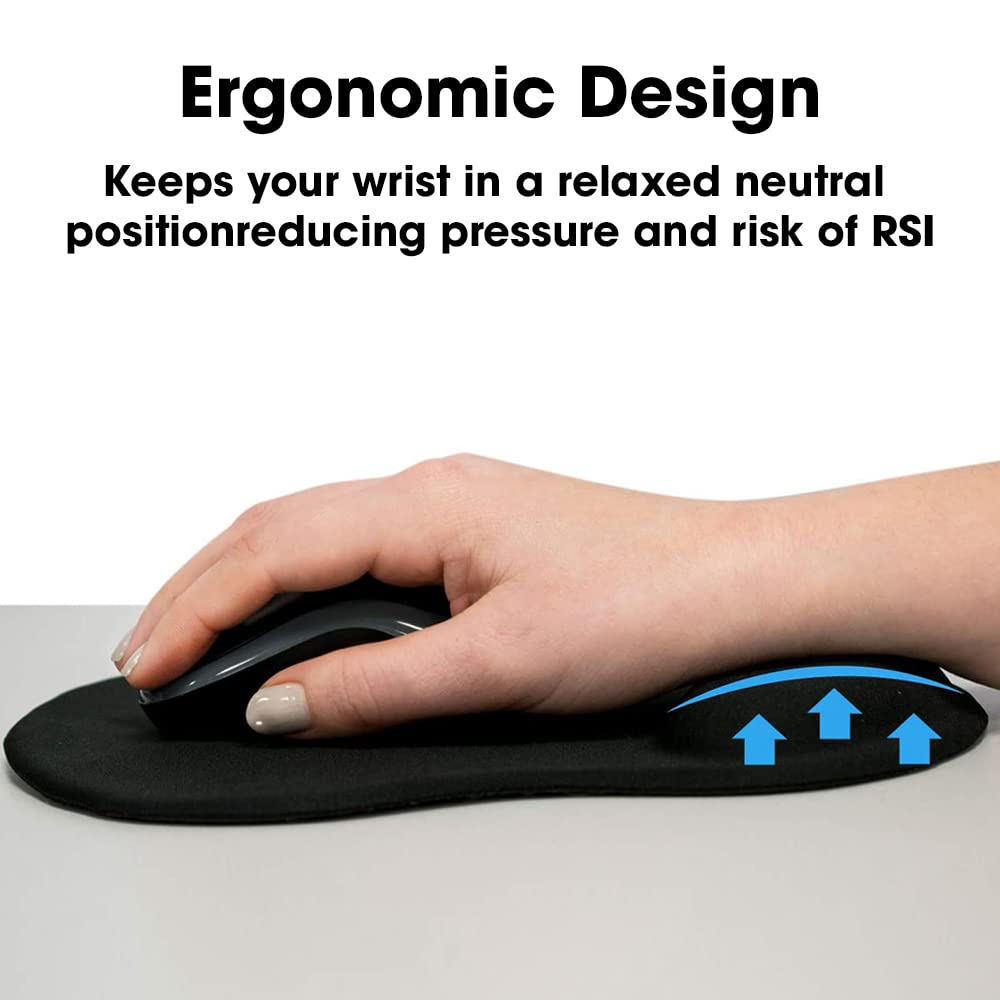 BLUE SQUARE Gel Mouse Pad Comfort with Wrist Rest, Gaming Mouse Pad, Nonslip for Laptop, Computer, Home & Office (Black) 