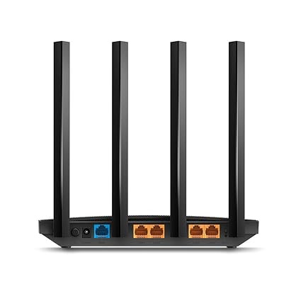 Cable Connector TP - Link AC1200 Archer C6 Mesh Wi-Fi Router Full Gigabit | 867 Mbps 5Ghz + 300 Mbps 2.4 Ghz 4 Antenna (Black)