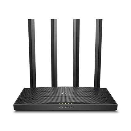 Cable Connector TP - Link AC1200 Archer C6 Mesh Wi-Fi Router Full Gigabit | 867 Mbps 5Ghz + 300 Mbps 2.4 Ghz 4 Antenna (Black)